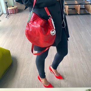 Micheal Kors leather red Handbag /cross body